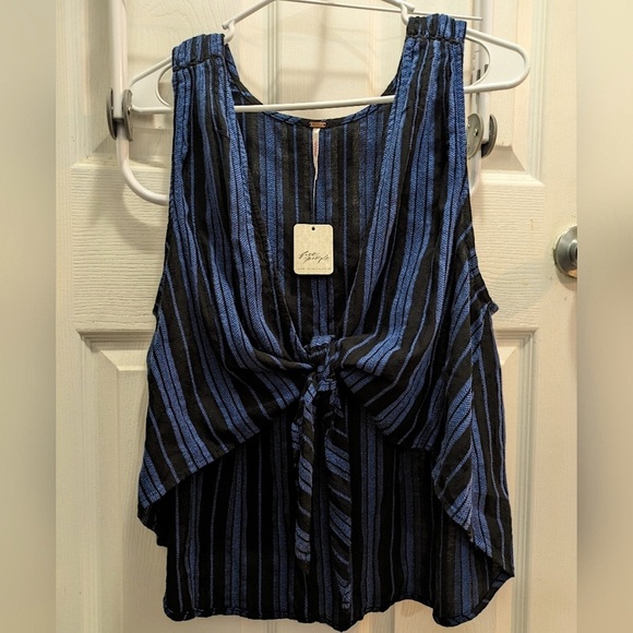 Really Adorable! NWT Free People Reversible Tie Front Knotted Striped Tank Tunic - Picture 1 of 4